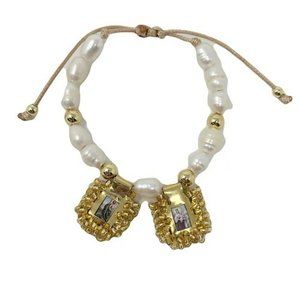 San Judas Tadeo - Virgen del Carmen Water Pearl Scapulars Gold